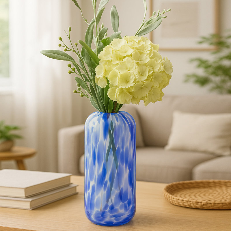 Lava Handmade Glass Table Vase, 27.5cm H x 12.5cm W x 12.5cm D, Blue