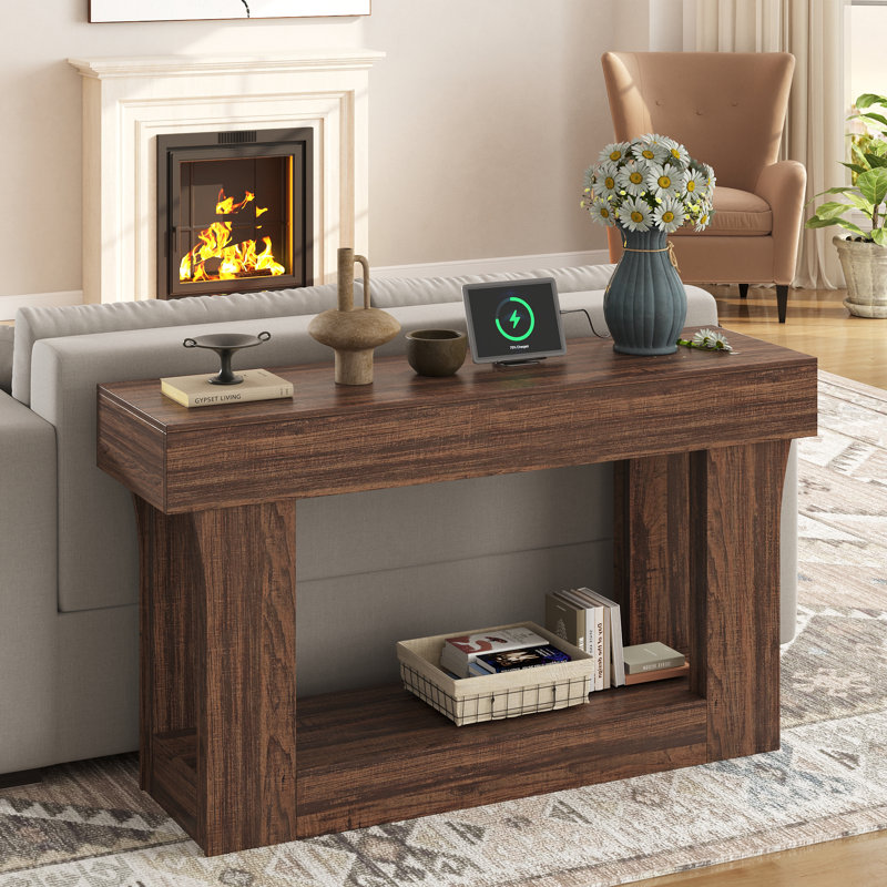 Modern 47"Narrow Console Table，Wooden Sofa Table Entryway Table