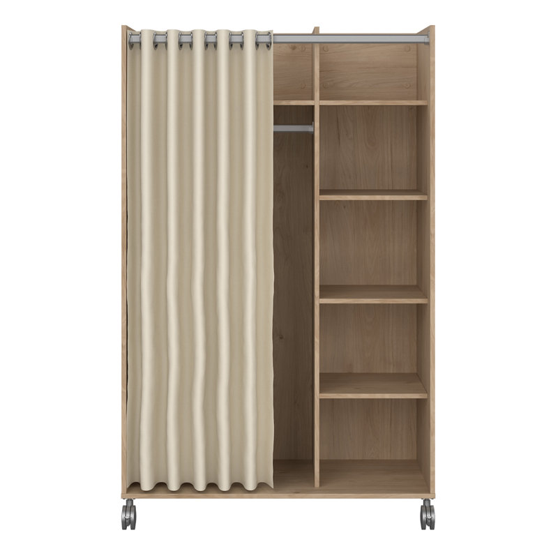 Mathian 1 Door Manufactured Wood Wardrobe, Oak/Beige