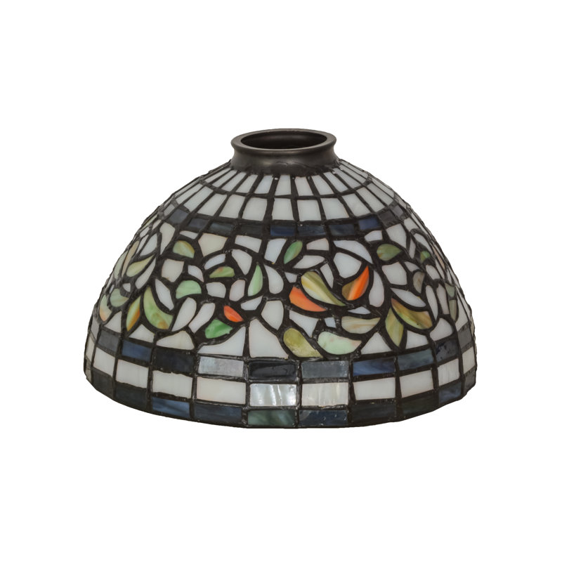 Abat-jour tournant 8 po de large Tiffany, H 5 po x l 8 po x P 8 po, Jaune / vert / ambre / mauve Bleu