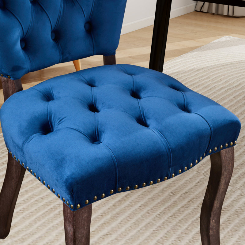 Chaise d'appoint capitonnée (ensemble de 2), Bleu