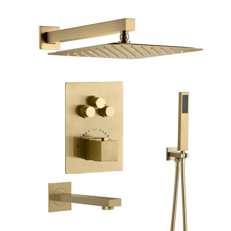 All-In-One Kit with Rough in-Valve, Brushed Gold
