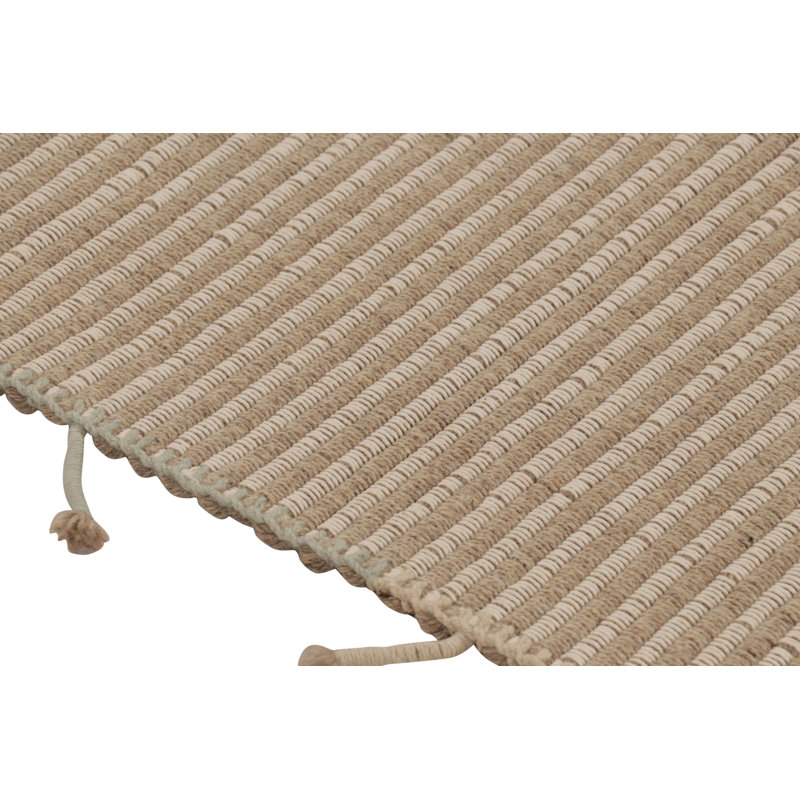 Rug & Kilim’S Accent Kilim, Square Rug In Soft, Textural Cream And Beige Stripes