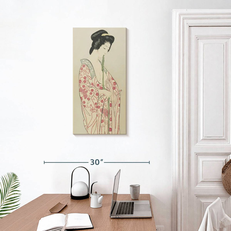 Femme s'habillant, H 30 po x l 15 po
