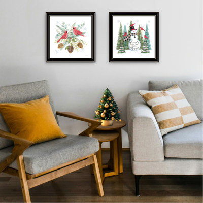 Contemporary Bedroom Wall Art - 2 Friends, Multicolor, 14"x14", Wood + Paper Decorative Home Print