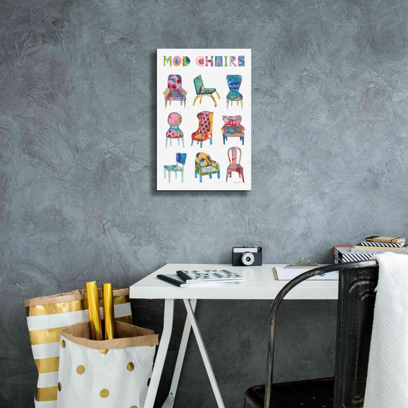 «Norine Mod Chairs Nine Up On Canvas» par Courtney Prahl, reproduction, H 18 po x l 12 po x P 0,75 po