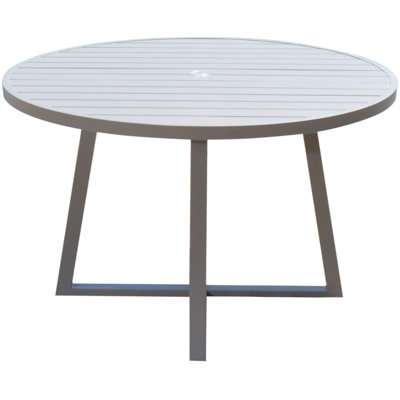 Solstice Round Metal Outdoor Dining Table With Umbrella Hole , 48.8'' in. W 48.8'' in. D