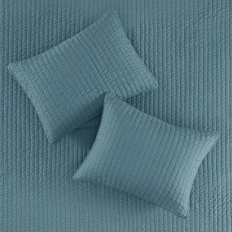Teal Twin Microfiber Reversible Quilt Set