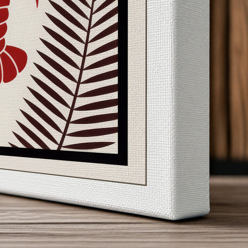 Symmetry in Red Geometric - Wrapped Canvas, 36x24 - 91.4 x 61.0 cm, White Border