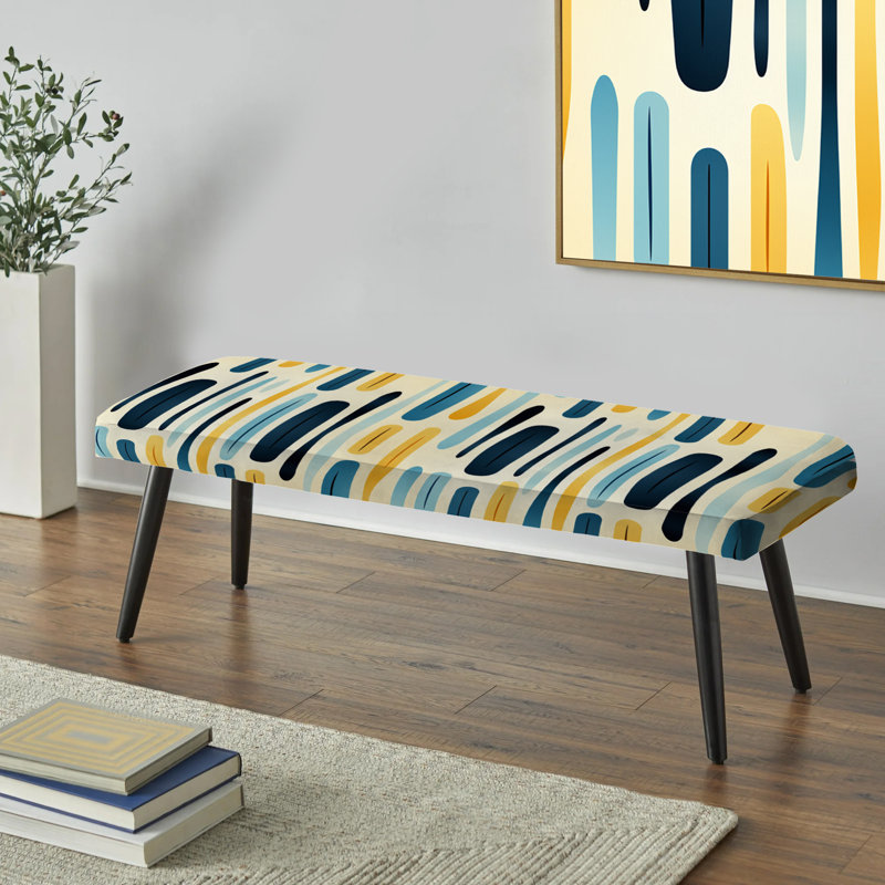 Banc rembourré rayé bleu et jaune Harmony