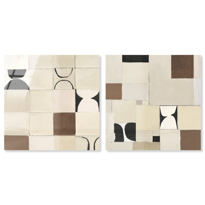 Boho Tiles Set High-Gloss Frameless Acrylic Glass Wall Art Abstract Print by Oliver Gal, Ready to Hang, 12 x 12