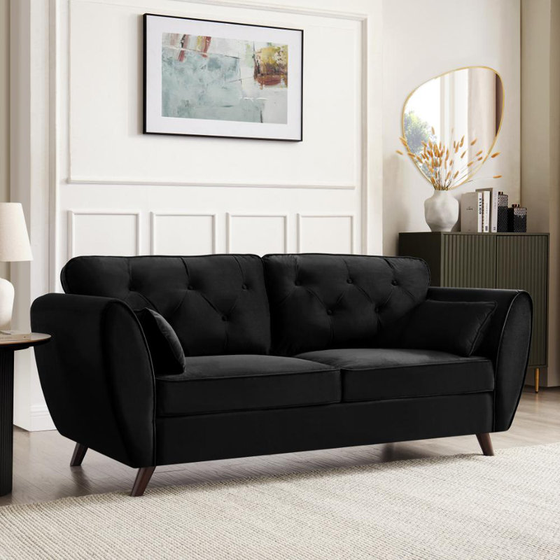 Wangara 3 Seater Sofa, Black Velvet