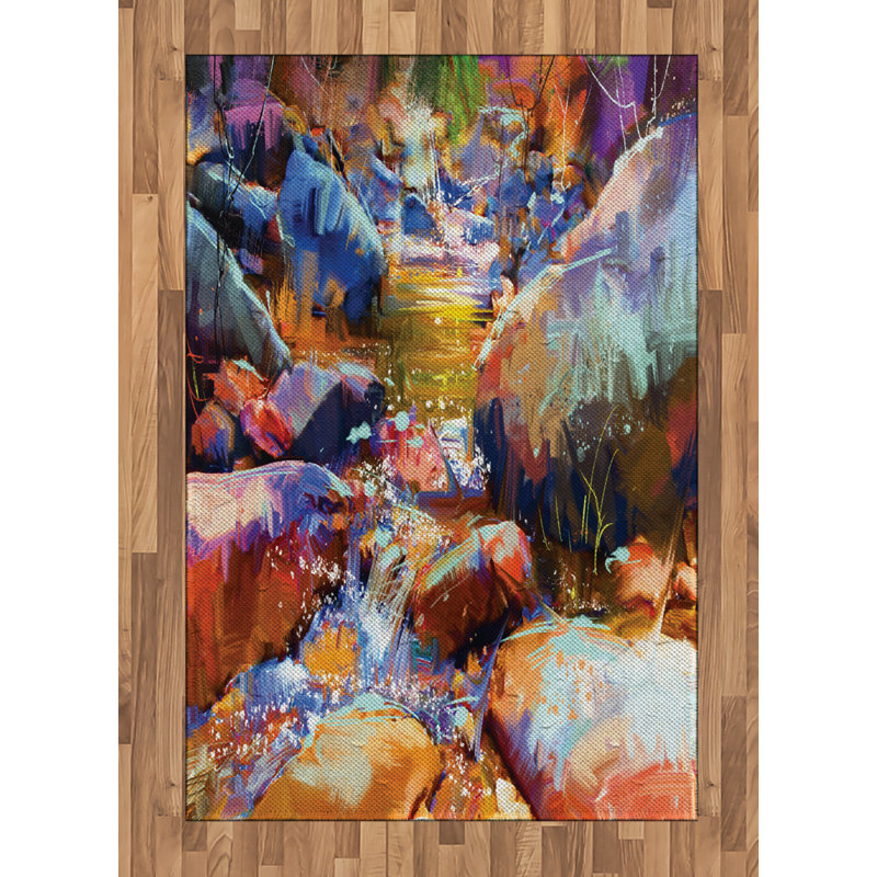 Digital High Density Long Fiber Poly Threads Decorative Area Rug Carpet, Rectangle 4' x 5'8"
