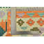 Tapis vert / bleu / mauve en laine noué à la main de conception unique 4 pi 1 po x 5 pi 11 po