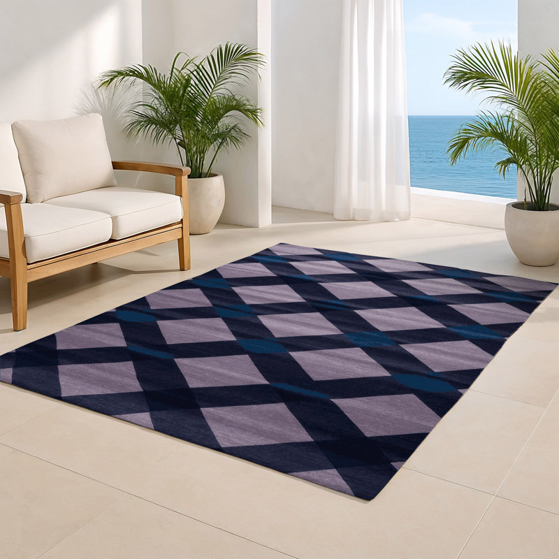 Tapis d'intérieur et d'extérieur à carreaux rose, Rectangulaire 2 pi x 3 pi