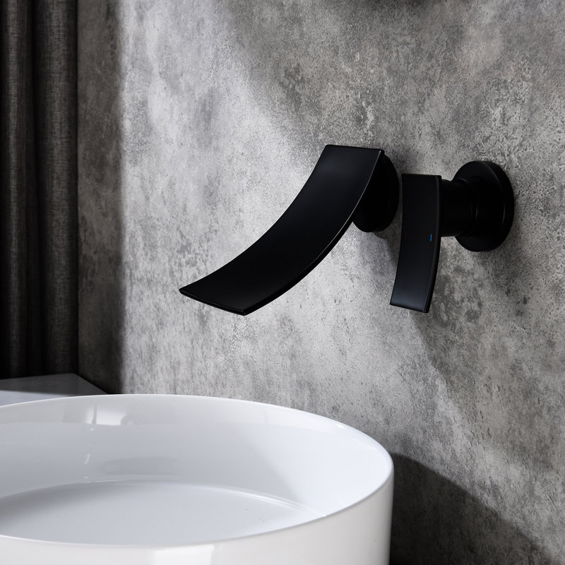 Matte Black Bathroom Wall Mount Faucet, Wide Spout, Exact Control Of Water Temperature And Flow, Suited For Sinks Bathtubs Faucet In Black, Wide-Angled Waterfall Accurate Flow Valve, Accessory
