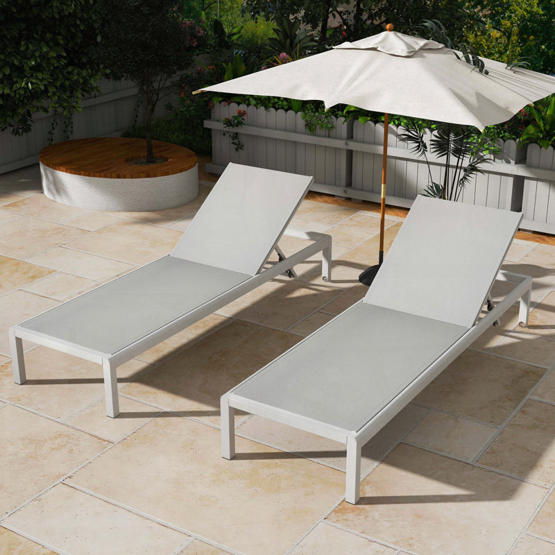Ensemble de 2 chaises longues d'extérieur, réglables en aluminium