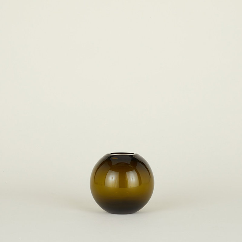 Olive Handblown Glass Sphere Table Vase