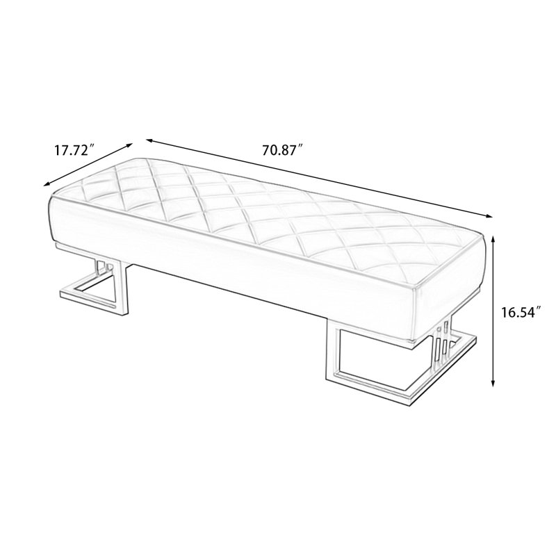 Banc avec revêtement, Orange, 17.72" H x 70.87" W x 16.54" D