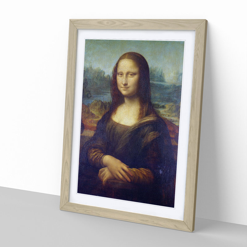 The Mona Lisa by Leonardo Da Vinci - Picture Frame Painting, 36cm H x 27cm W x 2cm D, Oak Framed