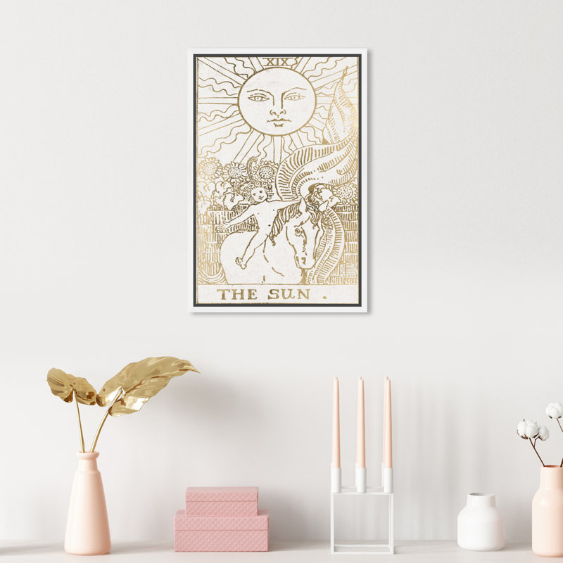 " The Sun Tarot Luxe ", White Framed, 15" H x 10" W