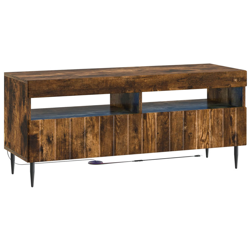 TV Stand, 43cm H x 198cm W x 35cm D, Smoked Oak