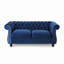 Causeuse capitonnée à boutons Chesterfield avec accoudoirs roulés et garniture cloutée | Point de diamant