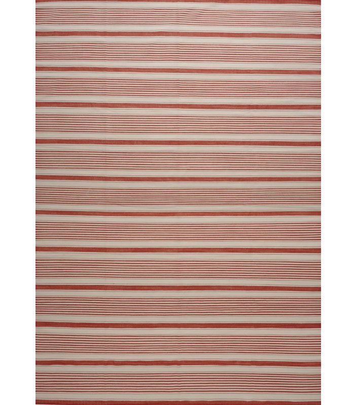 Striped Area Rug in Red/Cream