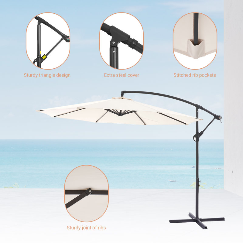 Parasol en porte-à-faux 120 po, Beige
