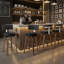 North American Black Walnut Veneer Bar Stool, 360° Rotating Ergonomic Backrest Bar Stool-554350491