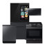 Samsung Bespoke Matte Black Steel Kitchen Package With 4Dr Bespoke Ai Family Hub + Full Depth Charcoal Glass/Black