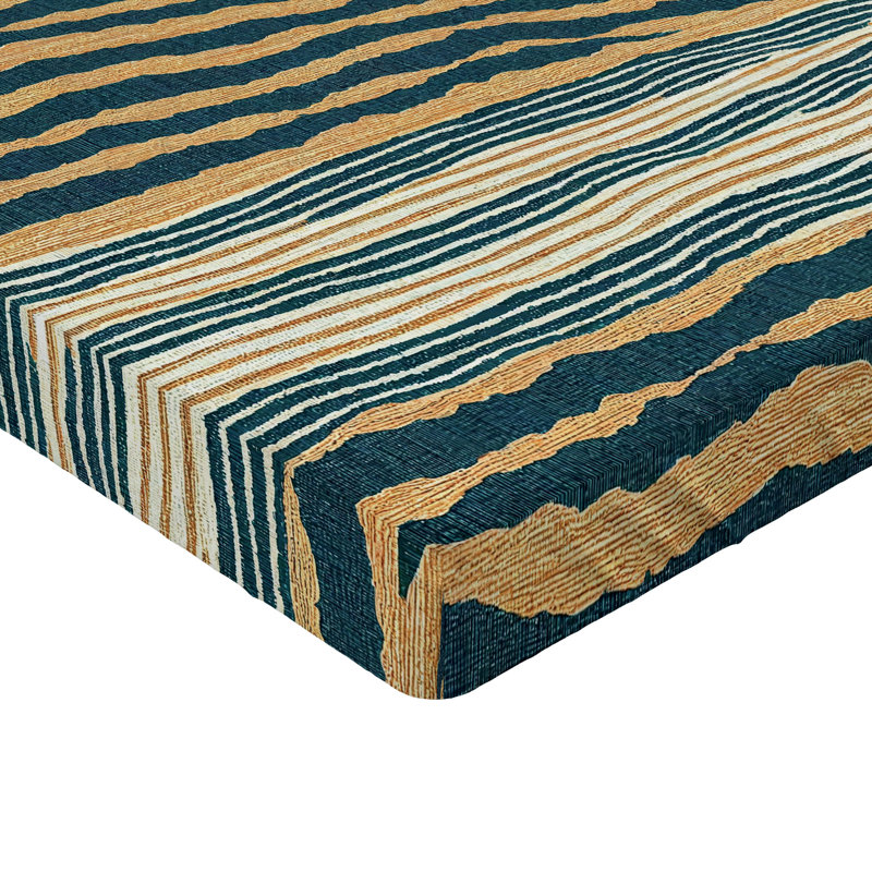 Drap-housse à motif floral Ambesonne, Drap-housse de taille simple, Bleu sarcelle foncé, sable, brun / rayé