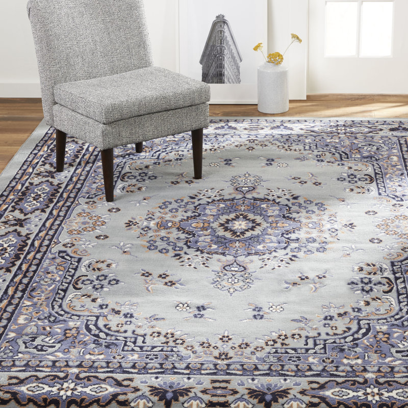 Tapis oriental argent / bleu Modena, Rectangle 5 pi 2 po x 7 pi 4 po