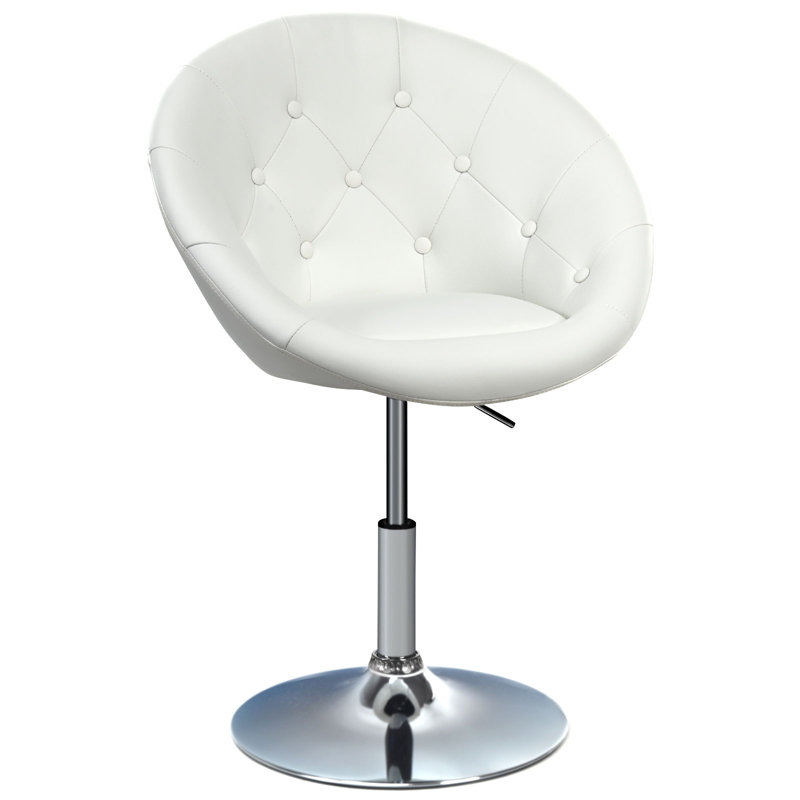 Fauteuil demi-tonneau pivotant de 25 po Chinn, Simili cuir blanc