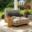 C-Shaped Teak Outdoor Side Table, 16"W End Table with Space-Saving Design