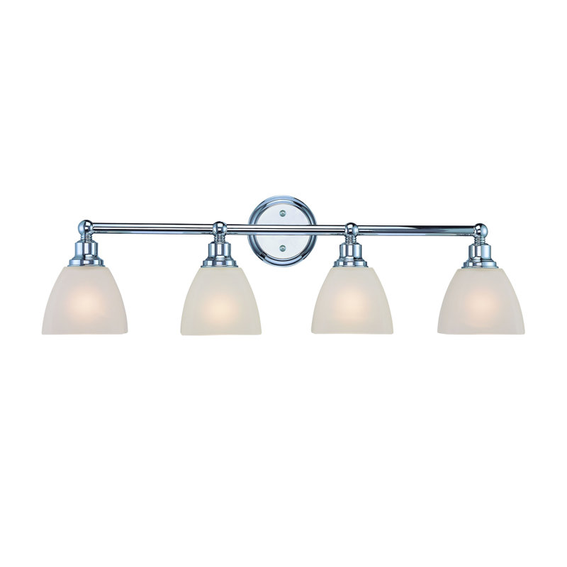 Éclairage pour meuble-lavabo 4 lumières Shruti, Chrome, Blanc givré