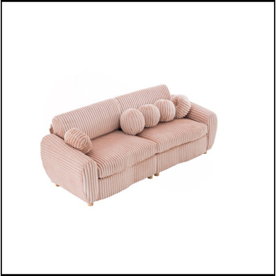 Canapé moderne pour le salon, canapé en velours côtelé rose 84 po, causeuse modulaire, canapé rembourré pour bureau personnel