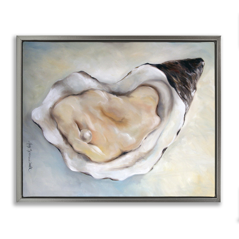 Cadre flottant Luminescent Oyster Pearl, design par Mary Sparrow, H 17 po x l 21 po, Cadre flottant gris lustré