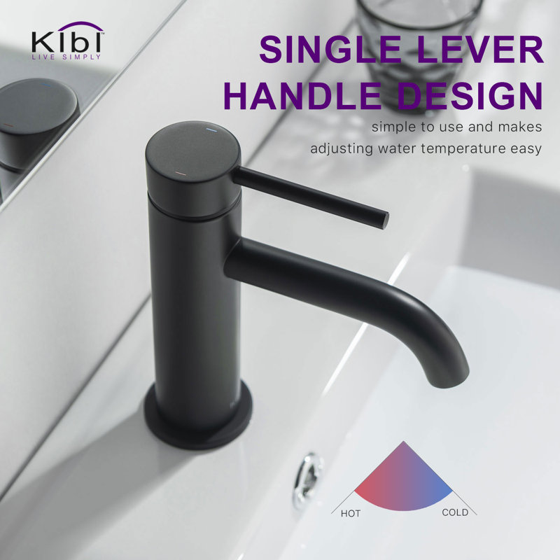 Circular Single-handle Bathroom Faucet, Matte Black, Drain Assembly Included