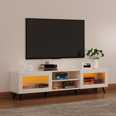 Meuble télé 63 po, meuble télé pour téléviseur de 70 po ou moins, centre de divertissement avec lumières DEL