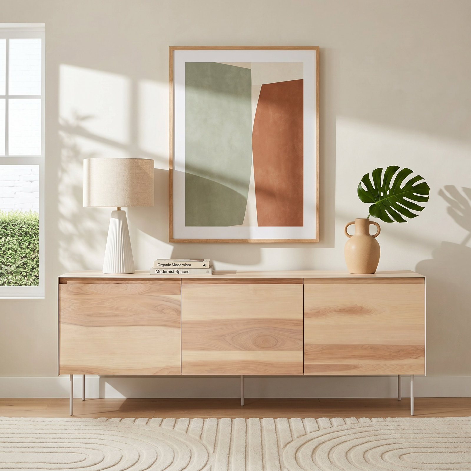 Clad 72'' Sideboard, White/Hickory