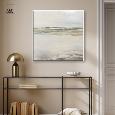 Milky Tide II Framed Canvas Print Coastal Wall Art by Art Remedy, Black Frame, 12 x 12