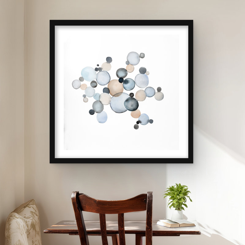 Bulles grisâtres - décor imprimé mat gris encadré minimaliste, H 24 po x l 24 po, Black