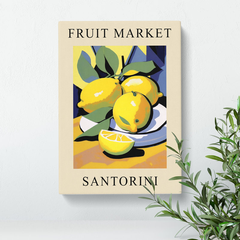 XMKTMKT-390 Lemon Santorini Fruit Market - Wrapped Canvas Print, 50cm H x 35cm W x 3cm D