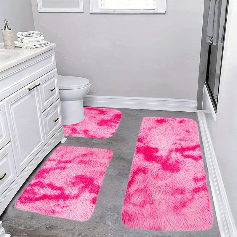 Ensemble de tapis de salle de bain 3 pièces, Rose