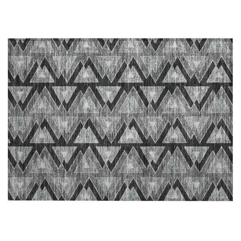 Machine Washable Indoor/Outdoor Chantille ACN2560 Geometric Rug, Black, 1'8" x 2'6"