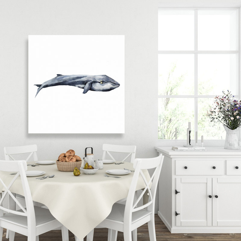 Aquarelle baleine - art de chambre à coucher de mer pour la décoration intérieure, H 36 po x l 36 po