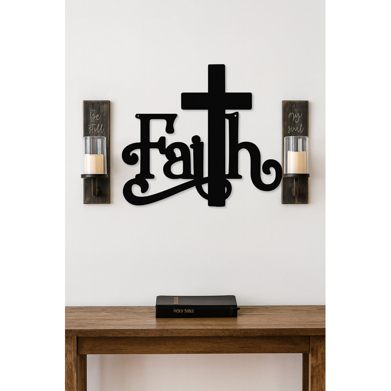 Décoration murale Aldershot Faith with Cross, Acier inoxydable poli