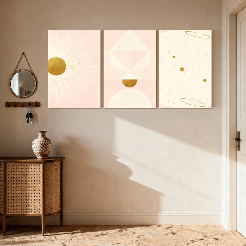 «Abstract Sunburst», ensemble de 3 impressions sur toile, H 24 po x l 48 po