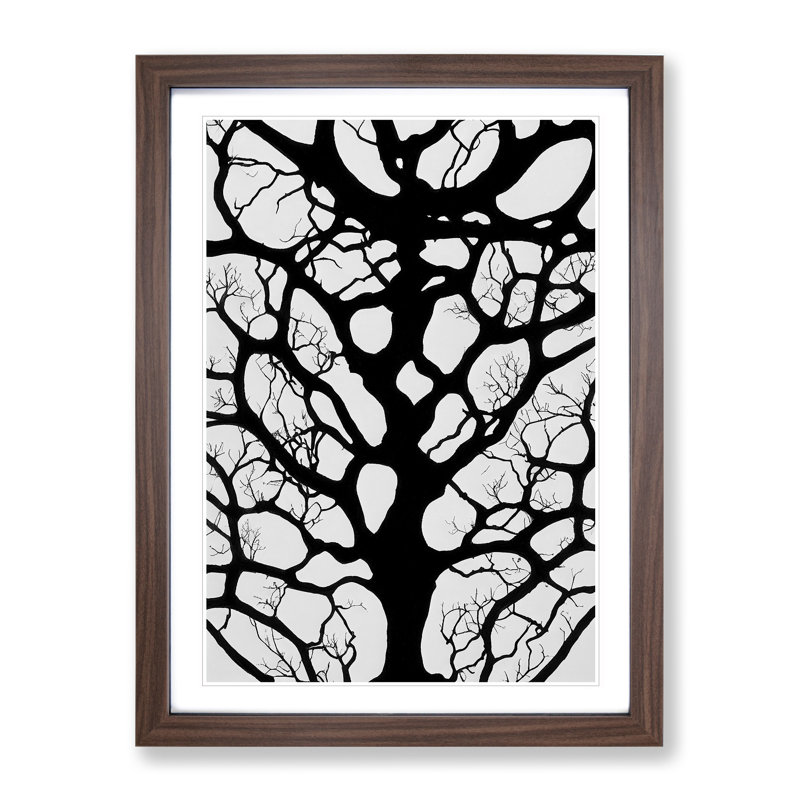 A Monochrome Tree No.4 - Framed Print, 34cm H x 25cm W x 2cm D, Walnut Framed